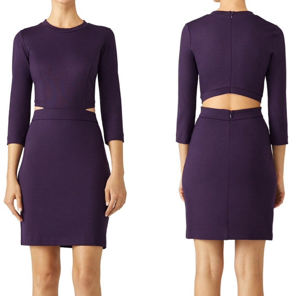 Amanda Uprichard Minka Deep Purple Ponte Knit Cutout Mini Dress - M